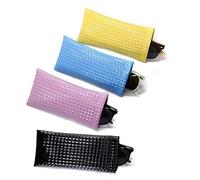 XLKJ 4 Pezzi Custodia Occhiali Morbida,PU Pelle Astuccio Occhiali,Porta Occhiali da Borsa per Donna Uomo Bambini,con Chiusura Elastica in Metallo