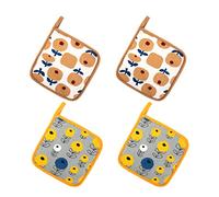 XLKJ 4 Pezzi Presine in Cotone,Grandi Guanti da Forno Set Presina Resistente al Calore Presine in Cotone Quadrato per Cucina