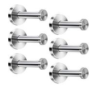 XLKJ 6 pezzi Ganci Bagno in Acciaio INOX,Appendi Accappatoio Bagno per Soggiorno,Vestiti,Cappello,con Viti Tasselli Argento