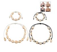 XLKJ Collana Conchiglie Girocollo,4 Pezzi Collana in Stile Bohémien Collana con Conchiglia Spiaggia Regalo Gioielli