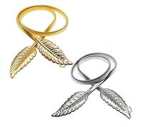 XLKJ Elastica Metallo Foglie Cintura,2 pezzi Cinture da Donna per Vita,Oro + Argento