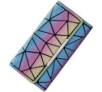 XLKJ Portafoglio Luminoso,Portafoglio Geometrico Borsa Portafoglio Luminoso a Tre Ante per Le Donne