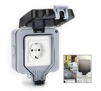 XLKJ Presa Elettrica da Esterno IP66 Impermeabile, Contatto di Protezione da Superficie, Singolo