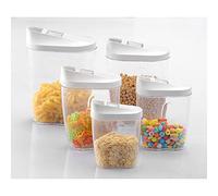 XLKJ Set 5 Pezzi Contenitori in plastica Alimentari sicuri e pratici con coperchi Alimentari Trasparenti Alimentatori ermetici Alimentari per Cereali in Chicchi di Riso caffè Etc