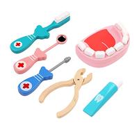 XLKJ Set da 6 Pezzi Set per Giocare al Dottore，Legno Giocattoli Dentista Bambini Dottore Playset