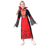XLKJLI Deguisement Vampire Ragazza Deguisement Halloween Ragazza Vampiro Costume Halloween Bambina con Collana Gotico Vestito Vampiro per Halloween Carnevale Festa a tema (10-12 anni)