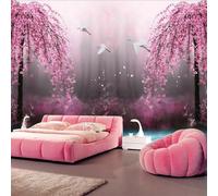 XLMING 3D Caldo Peach Blossom Fairy Garden Natura Paesaggio 3D Carta da Parati Tessuto in Seta Ufficio Sala Pranzo Divano Camera Soggiorno TV Sfondo Muro-150cm×105cm