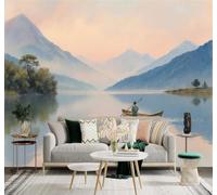 XLMING 3D Carta da Parati Barchetta Superficie Del Lago Tranquilla Nebbia | Texture in Seta di Alta Qualità Ideale per Studi Uffici Sale da Pranzo Divani Camere Letto Soggiorni Dietro la TV-150cm×105cm
