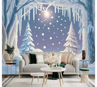 XLMING 3D Carta da Parati Bellezza Foresta Invernale Fiocchi Di Neve Alberi | Texture in Seta di Alta Qualità Ideale per Studi Uffici Sale da Pranzo Divani Camere Letto Soggiorni Dietro la TV-200cm×140cm