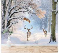 XLMING 3D Carta da Parati Bellezza Inverno Foresta Cervo Paesaggio Innevato | Texture in Seta di Alta Qualità Ideale per Studi Uffici Sale da Pranzo Divani Camere Letto Soggiorni Dietro la TV-430cm×300cm