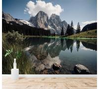 XLMING 3D Carta da Parati Cime Laghi Boschi Di Pini Cielo Azzurro Riflessi | Seta Testurizzata di Alta Qualità Ideale per Studio Sala Pranzo Soggiorno Camera Letto Divano Decorazione TV Muro-430cm×300cm