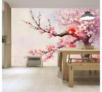 XLMING 3D Carta da Parati Disegno A Mano Libera Ciliegi In Fiore Alba Stile | Texture in Seta di Alta Qualità Ideale per Studi Uffici Sale da Pranzo Divani Camere Letto Soggiorni Dietro la TV-250cm×170cm