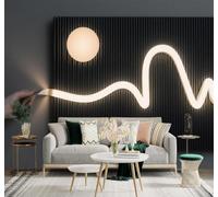 XLMING 3D Carta da Parati Minimalista Astratto Linee Di Luce Arte Luna | Texture in Seta di Alta Qualità Ideale per Studi Uffici Sale da Pranzo Divani Camere Letto Soggiorni Dietro la TV-350cm×256cm