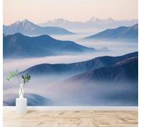 XLMING 3D Carta da Parati Nebbia Sottile Montagne Blu Nebbia Mattutina Alba | Texture in Seta di Alta Qualità Ideale per Studi Uffici Sale da Pranzo Divani Camere Letto Soggiorni Dietro la TV-430cm×300cm