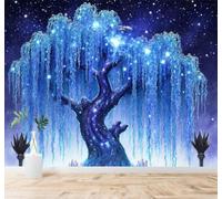 XLMING 3D Carta da Parati Sereno Onirico Albero Blu Cielo Stellato Universo