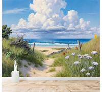 XLMING 3D Carta da Parati Spiaggia Sentiero Onde Dune Cielo Azzurro | Texture in Seta di Alta Qualità Ideale per Studi Uffici Sale da Pranzo Divani Camere Letto Soggiorni Dietro la TV-250cm×170cm