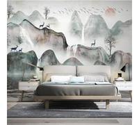 XLMING 3D Paesaggio Cascata Volo degli Uccelli Alce 3D Carta Da Parati Seta Testurizzata Alta Qualità Soggiorno Divano Camera Letto Pranzo Casa Muro-200cm×140cm