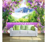 XLMING Accogliente Fiore Di Lavanda Mare Foresta Di Montagna 3D Carta Da Parati Seta Testurizzata Alta Qualità Soggiorno Divano Camera Letto Pranzo Casa Muro-300cm×210cm