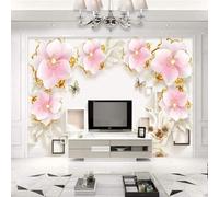 XLMING Accogliente Fiore Rosa Farfalla Geometrica Quadrata 3D Carta Da Parati Seta Testurizzata Alta Qualità Soggiorno Divano Camera Letto Pranzo Casa Muro-250cm×170cm