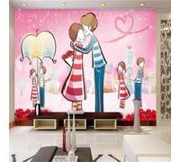 XLMING Accogliente Romantico Giovane Amore Sogno Coppia 3D Carta da Parati Tessuto in Seta Ufficio Sala Pranzo Divano Camera Soggiorno TV Sfondo Muro-350cm×256cm