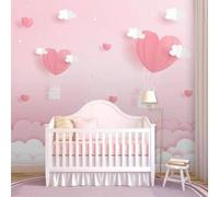 XLMING Accogliente Rosa Sognante Cuore D'Amore Bianco Nuvola Camera Principessa Carta Da Parati 3D Seta lusso Studio Sala Pranzo Divano Camera Per Mobili Letto Soggiorno Tv Muro-300cm×210cm