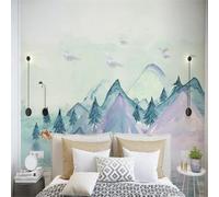 XLMING Acquerellato Dipinto A Mano Albero Di Montagna Alce Volo degli Uccelli Volante 3D Carta da Parati Premium Aspetto Della Seta Studio Soggiorno Camera Letto Parete Divano Muro-430cm×300cm
