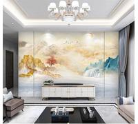 XLMING Acquerellato Paesaggi Alberi Uccelli Alba 3D Carta da Parati Premium Aspetto Della Seta Studio Soggiorno Camera Letto Parete Divano Muro-430cm×300cm