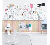 XLMING Animale Disegnato A Mano Volpe Orso Cavallo Coniglio 3D Carta da Parati Premium Aspetto Della Seta Studio Soggiorno Camera Letto Parete Divano Muro-430cm×300cm