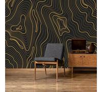 XLMING Arte A Strisce Astratte Dorate Di Lusso Dipinte A Mano 3D Carta da Parati Premium Aspetto Della Seta Studio Soggiorno Camera Letto Parete Divano Muro-150cm×105cm