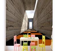 XLMING Arte Architettura Oro Tavole Di Legno Spazio Tridimensionale 3D Carta da Parati Premium Aspetto Della Seta Studio Soggiorno Camera Letto Parete Divano Muro-430cm×300cm