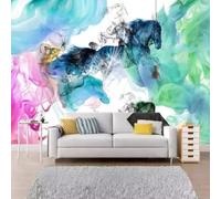 XLMING Arte Astratta Cavallo Disegnato A Mano A Inchiostro E Colore 3D Carta da Parati Tessuto in Seta Ufficio Sala Pranzo Divano Camera Soggiorno TV Sfondo Muro-400cm×280cm