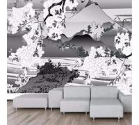 XLMING Arte Astratta Dipinta A Mano Cime Di Montagna Fiori Rami D'Albero 3D Carta Da Parati Seta Testurizzata Alta Qualità Soggiorno Divano Camera Letto Pranzo Casa Muro-200cm×140cm