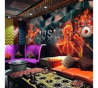 XLMING Arte Astratta Musica D'Epoca Teschi Pub 3D Carta da Parati Tessuto in Seta Ufficio Sala Pranzo Divano Camera Soggiorno TV Sfondo Muro-350cm×256cm
