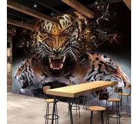 XLMING Arte Astratto Feroce Tigre Dominante 3D Carta Da Parati Seta Testurizzata Alta Qualità Soggiorno Divano Camera Letto Pranzo Casa Muro-200cm×140cm