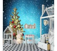 XLMING Arte Creativa Con Alberi Blu Sotto Un Cielo Stellato 3D Carta da Parati Tessuto in Seta Ufficio Sala Pranzo Divano Camera Soggiorno TV Sfondo Muro-200cm×140cm