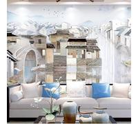 XLMING Arte Dipinta A Mano Architettura Casa Ponte Di Pietra Città D'Acqua 3D Carta Da Parati Lusso Casa Soggiorno Divano Mobili Floreale Camera Letto TV Sfondo Muro-350cm×256cm