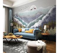 XLMING Arte Dipinta A Mano Montagne Innevate Alci Uccelli Boschi Carta Da Parati 3D Seta lusso Studio Sala Pranzo Divano Camera Per Mobili Letto Soggiorno Tv Muro-250cm×170cm