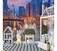 XLMING Arte Fluviale Tridimensionale Della Città 3D Carta Da Parati Lusso Casa Soggiorno Divano Mobili Floreale Camera Letto TV Sfondo Muro-400cm×280cm