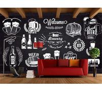 XLMING Arte Lettere Di Birra Su Lavagna Dipinte A Mano 3D Carta da Parati Premium Aspetto Della Seta Studio Soggiorno Camera Letto Parete Divano Muro-350cm×256cm
