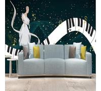 XLMING Arte Musica Pianoforte Ballerina Star Line 3D Carta da Parati Tessuto in Seta Ufficio Sala Pranzo Divano Camera Soggiorno TV Sfondo Muro-300cm×210cm