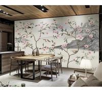 XLMING Arte Vintage Dipinta A Mano Fujiman Volo Degli Uccelli E Fiore Di Alta Montagna Carta Da Parati 3D Seta lusso Studio Sala Pranzo Divano Camera Per Mobili Letto Soggiorno Tv Muro-400cm×280cm