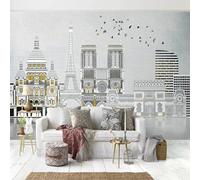 XLMING Astratto Creativo Città Architettura Uccelli In Volo Carta Da Parati 3D Seta lusso Studio Sala Pranzo Divano Camera Per Mobili Letto Soggiorno Tv Muro-150cm×105cm