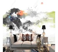 XLMING Astratto Inchiostro Di China Montagne Barca Uccelli In Volo Alba 3D Carta da Parati Premium Aspetto Della Seta Studio Soggiorno Camera Letto Parete Divano Muro-250cm×170cm