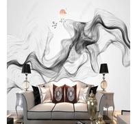 XLMING Astratto Inchiostro Linee Uccelli In Volo Alba Barchetta 3D Carta da Parati Premium Aspetto Della Seta Studio Soggiorno Camera Letto Parete Divano Muro-400cm×280cm