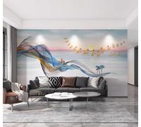 XLMING Astratto Nebbia Alci Uccelli Alba 3D Carta da Parati Premium Aspetto Della Seta Studio Soggiorno Camera Letto Parete Divano Muro-300cm×210cm
