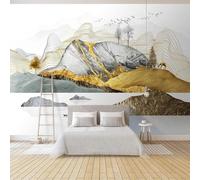 XLMING Astratto Oro Paesaggio Alce Volo degli Uccelli In Volo Carta Da Parati 3D Seta lusso Studio Sala Pranzo Divano Camera Per Mobili Letto Soggiorno Tv Muro-150cm×105cm