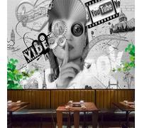 XLMING Astratto Retrò Dipinto A Mano Bella Donna Musica Architettura 3D Carta da Parati Premium Aspetto Della Seta Studio Soggiorno Camera Letto Parete Divano Muro-430cm×300cm