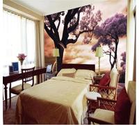 XLMING Astratto Romantico Bello Sogno Viola Bosco 3D Carta da Parati Tessuto in Seta Ufficio Sala Pranzo Divano Camera Soggiorno TV Sfondo Muro-350cm×256cm
