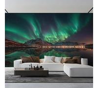 XLMING Aurora Boreale Eterea Cieli Stellati Cime Montuose Laghi 3D Carta da Parati Premium Aspetto Della Seta Studio Soggiorno Camera Letto Parete Divano Muro-350cm×256cm