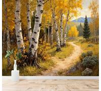 XLMING Autunno Dorato Boschi Cime Sentieri 3D Carta da Parati Premium Aspetto Della Seta Studio Soggiorno Camera Letto Parete Divano Muro-150cm×105cm